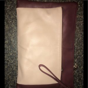 Burgundy &  cream clutch purse